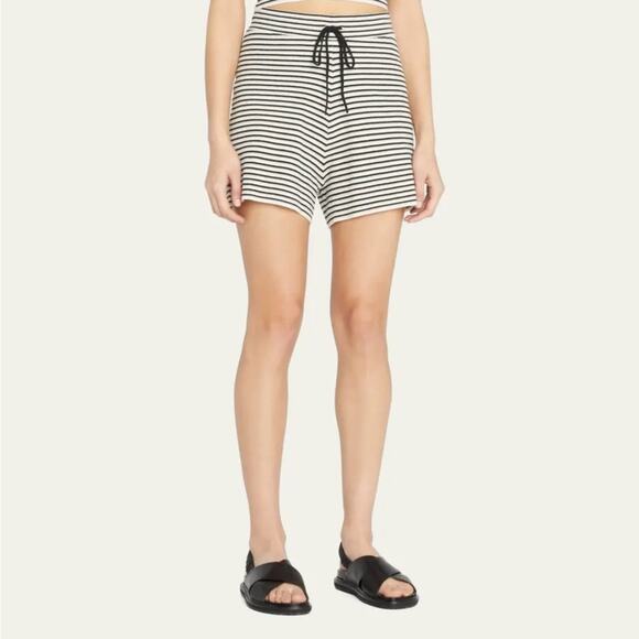 NWT Monrow Easy Stripe Knit Sweater Shorts Size Large - Picture 1 of 11